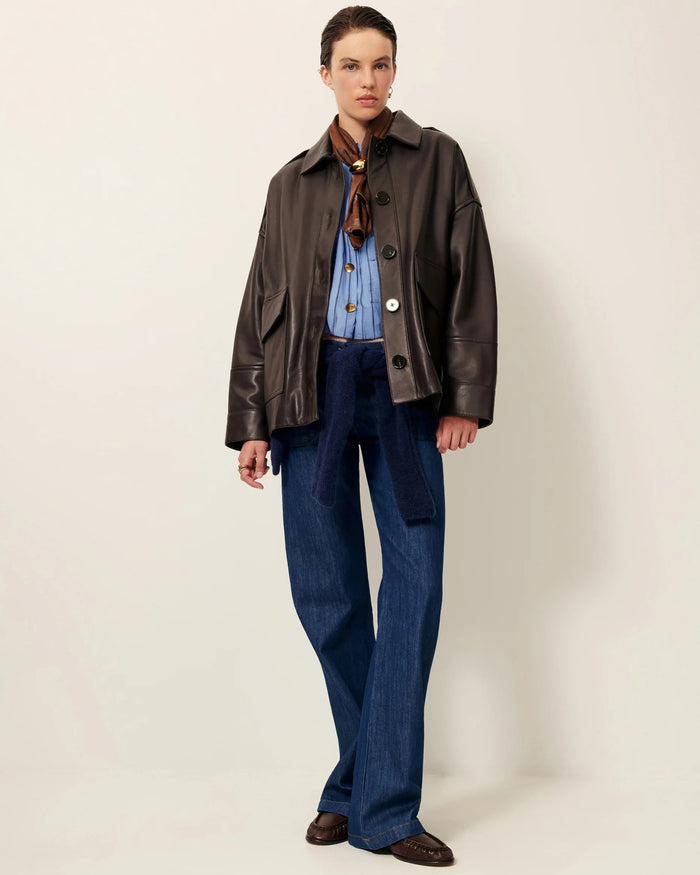 Hamida Luxe Chic Rexine Leather Jacket-2