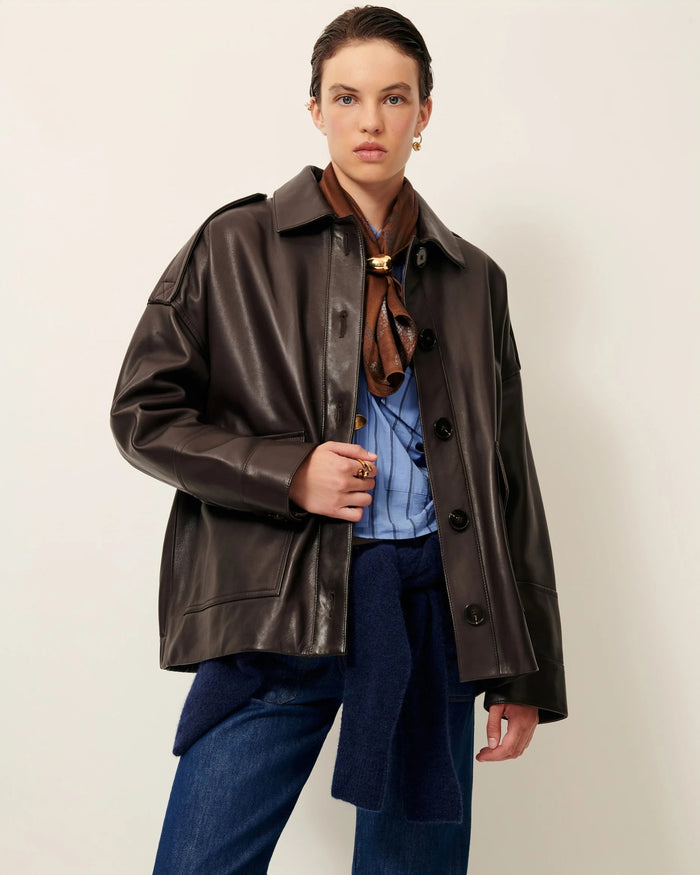 Hamida Luxe Chic Rexine Leather Jacket-2