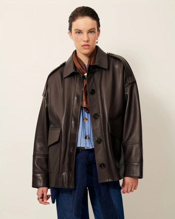 Hamida Luxe Chic Rexine Leather Jacket-2
