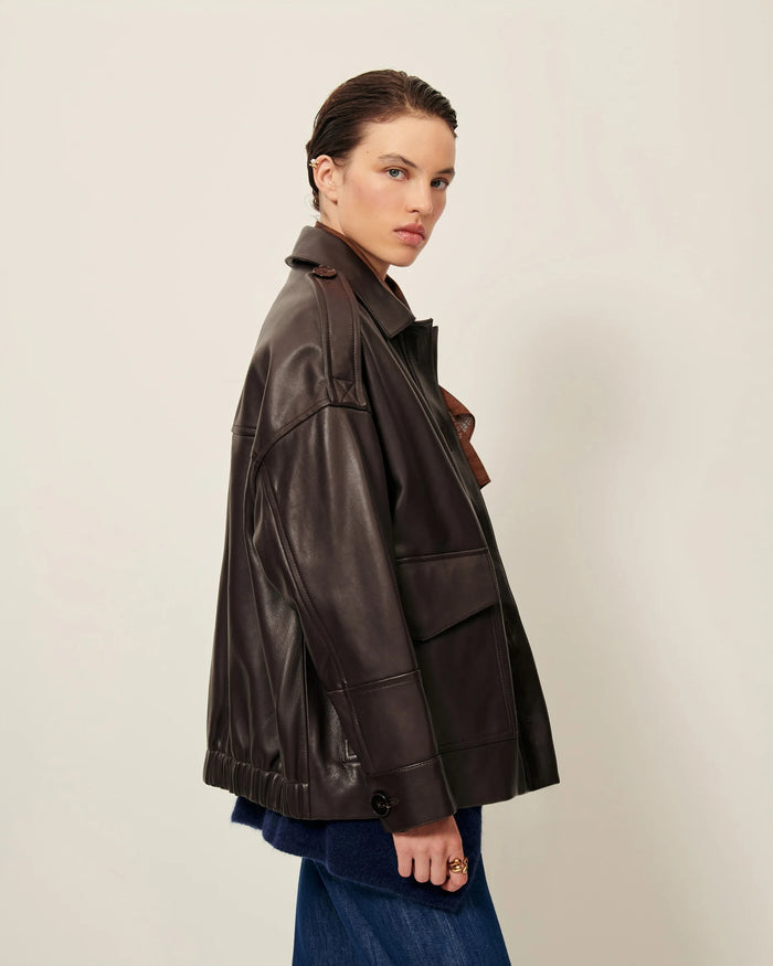 Hamida Luxe Chic Rexine Leather Jacket-2