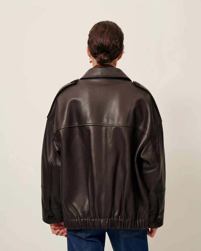 Hamida Luxe Chic Rexine Leather Jacket-2