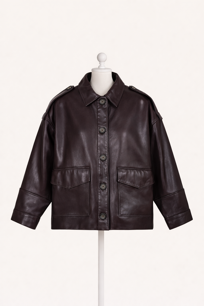 Hamida Luxe Chic Rexine Leather Jacket-2