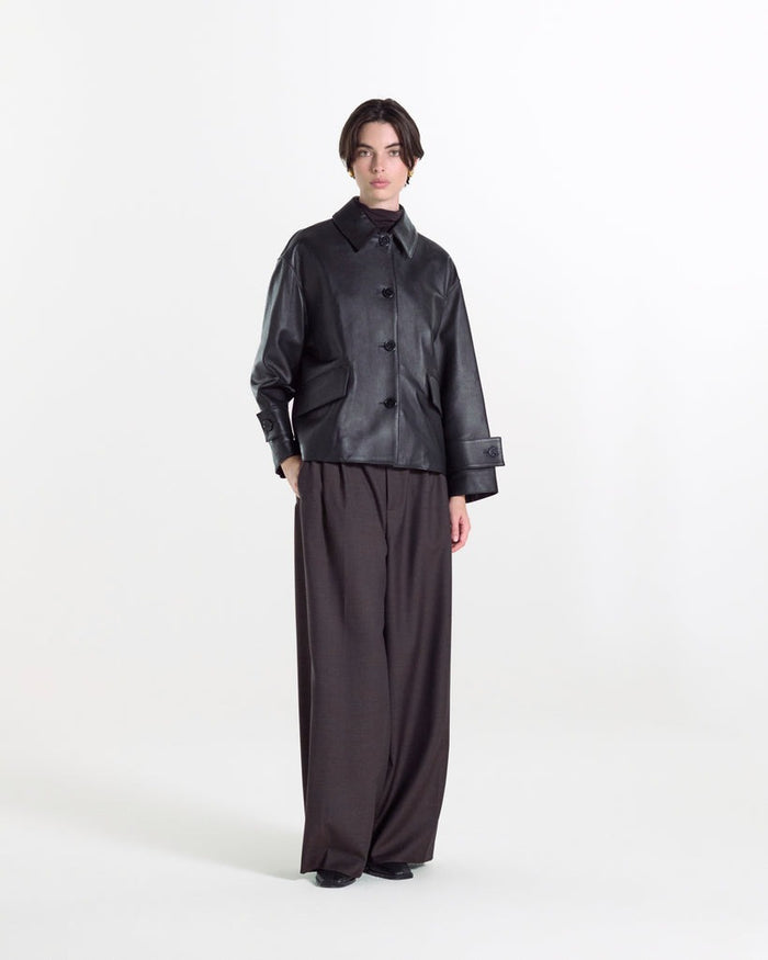 Hamida Slim Rexine Leather Jacket