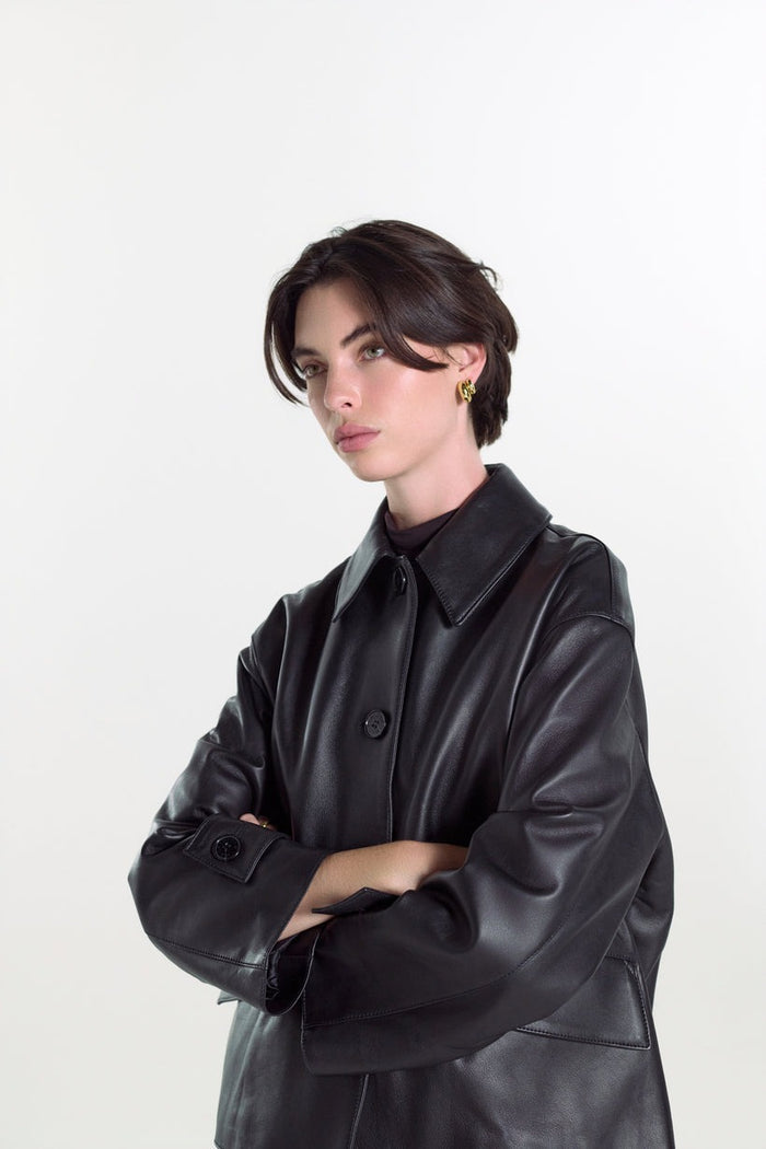 Hamida Slim Rexine Leather Jacket
