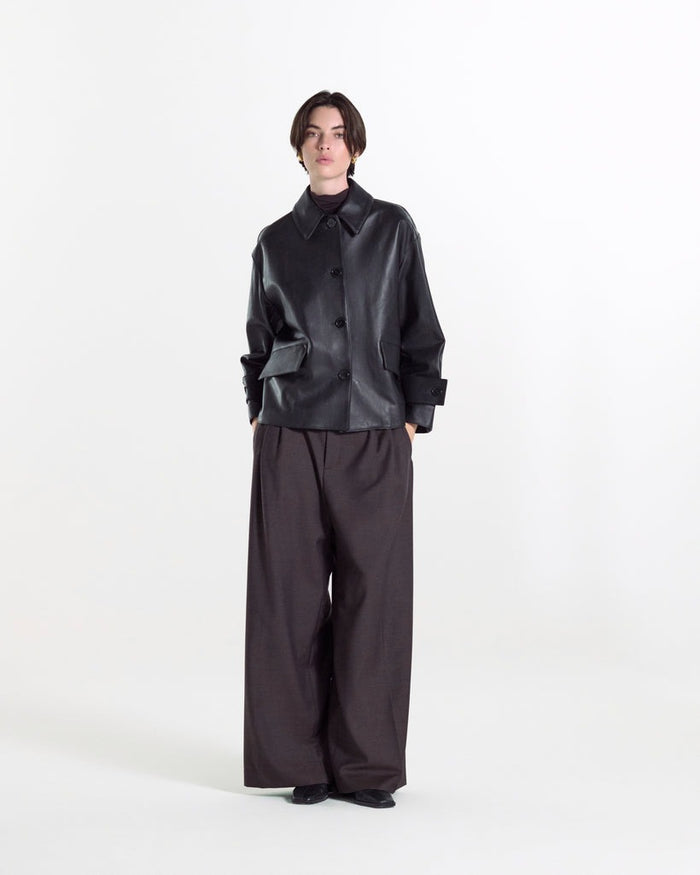 Hamida Slim Rexine Leather Jacket
