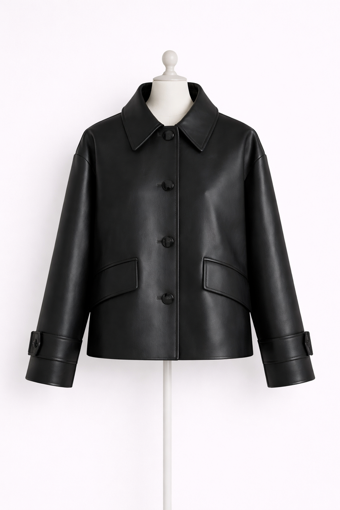 Hamida Slim Rexine Leather Jacket