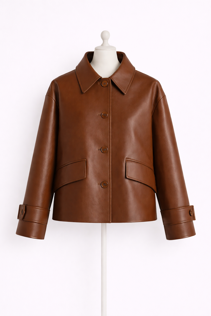 Hamida Slim Rexine Leather Jacket