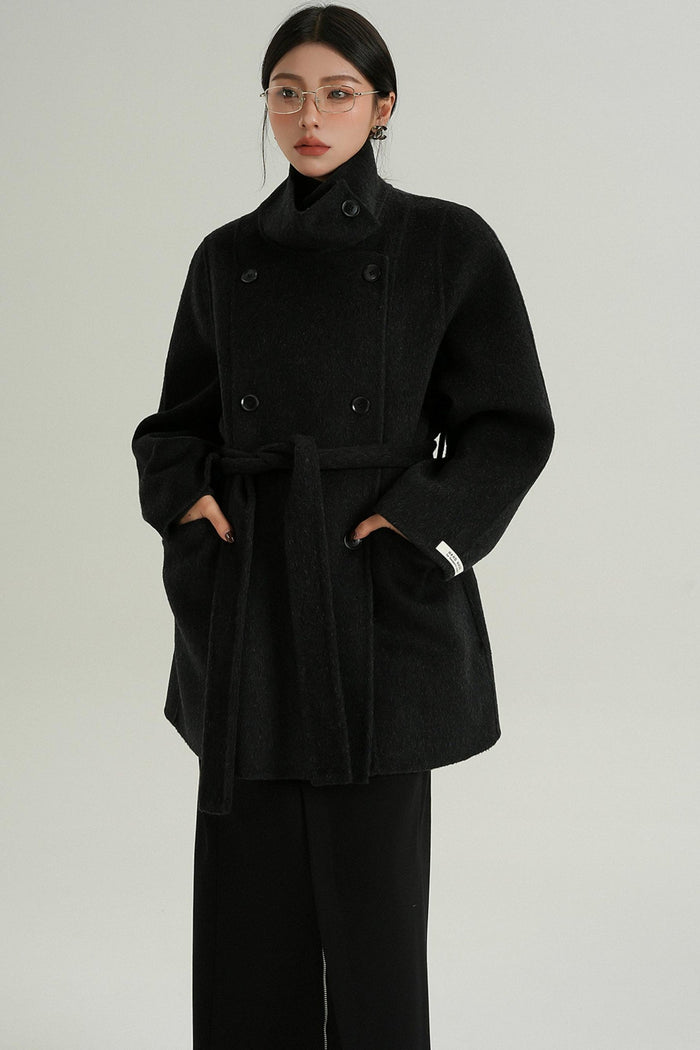 Hamida Stand Collar Double-Breast Coat