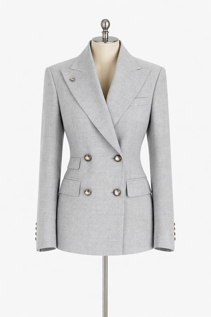 Hamida Structured Double-Breasted Tailored Coat and Blazer