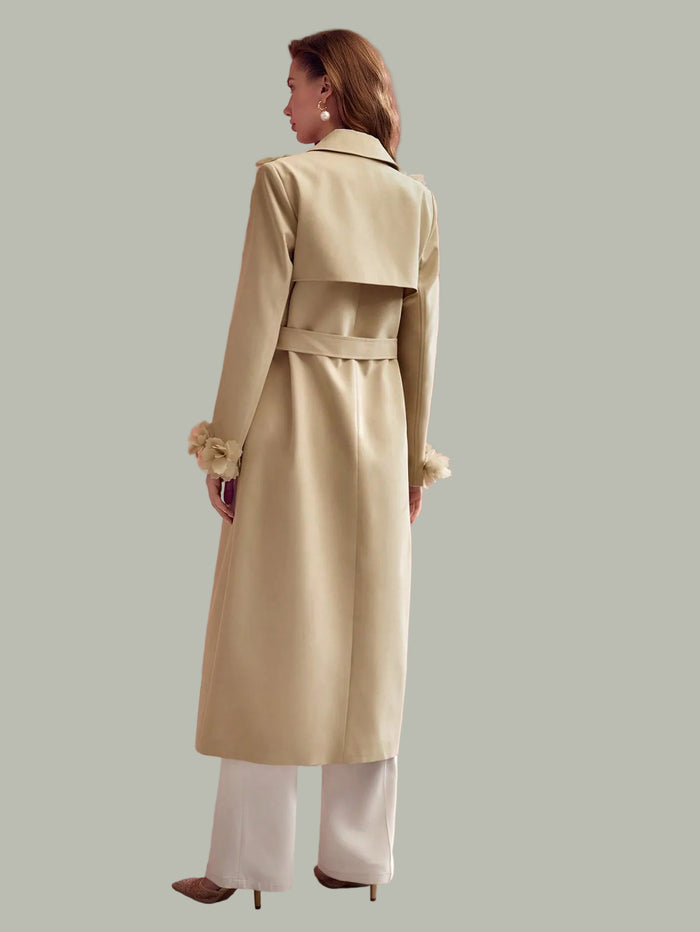 Hamida Timeless Elegance Floral-Detail Cotton Trench Coat