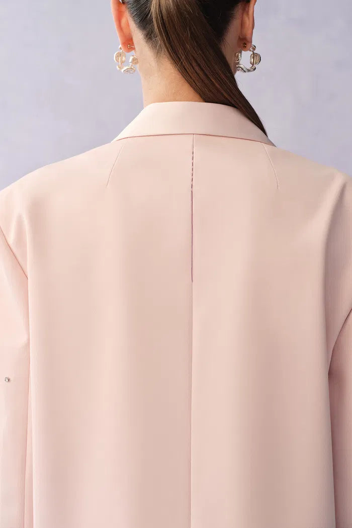 Hand Applied Rhinestones Wide Shoulder Blazer