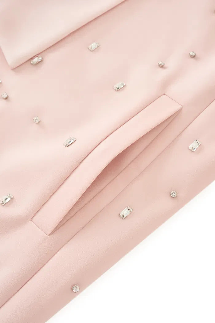 Hand Applied Rhinestones Wide Shoulder Blazer