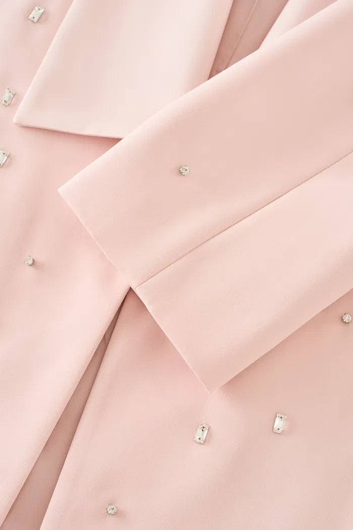 Hand Applied Rhinestones Wide Shoulder Blazer