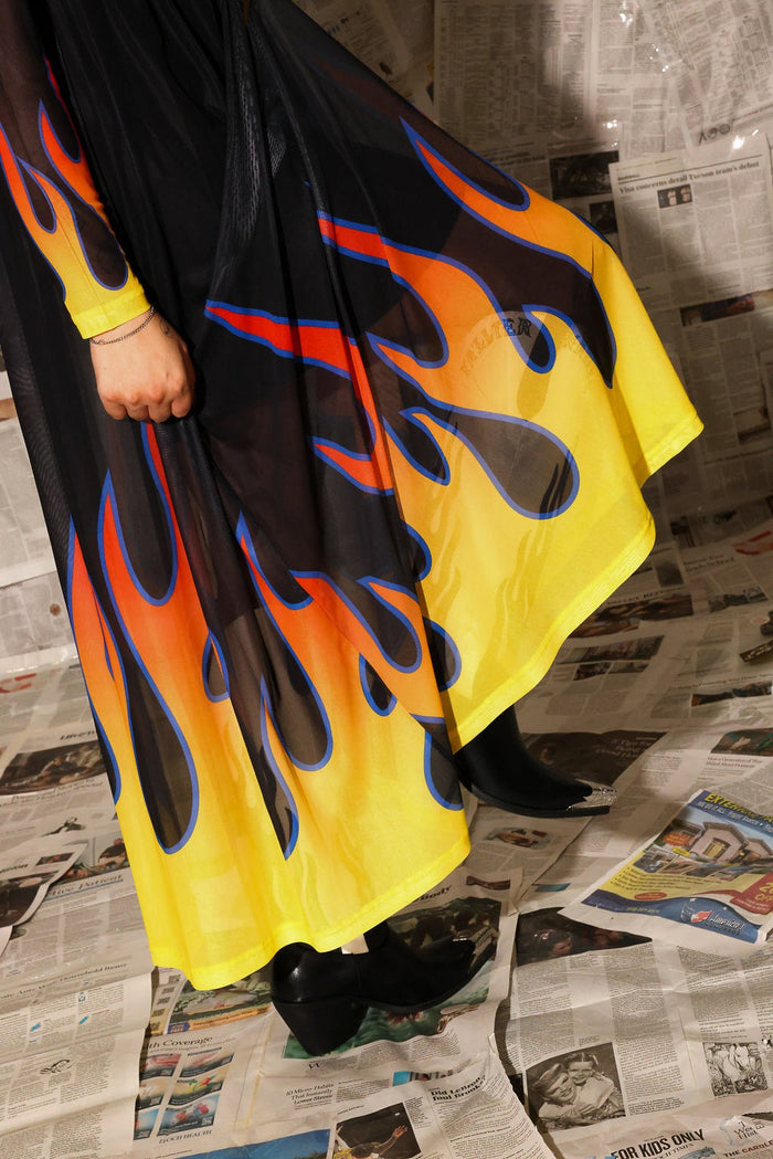 Heatwave Flame Mesh Dress