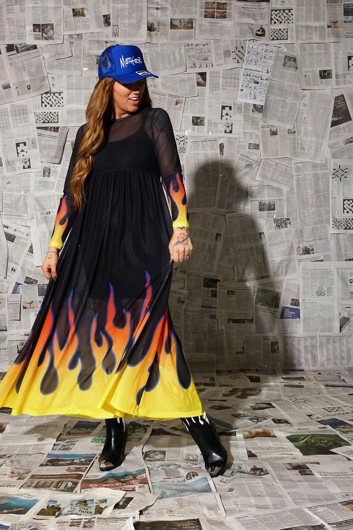 Heatwave Flame Mesh Dress