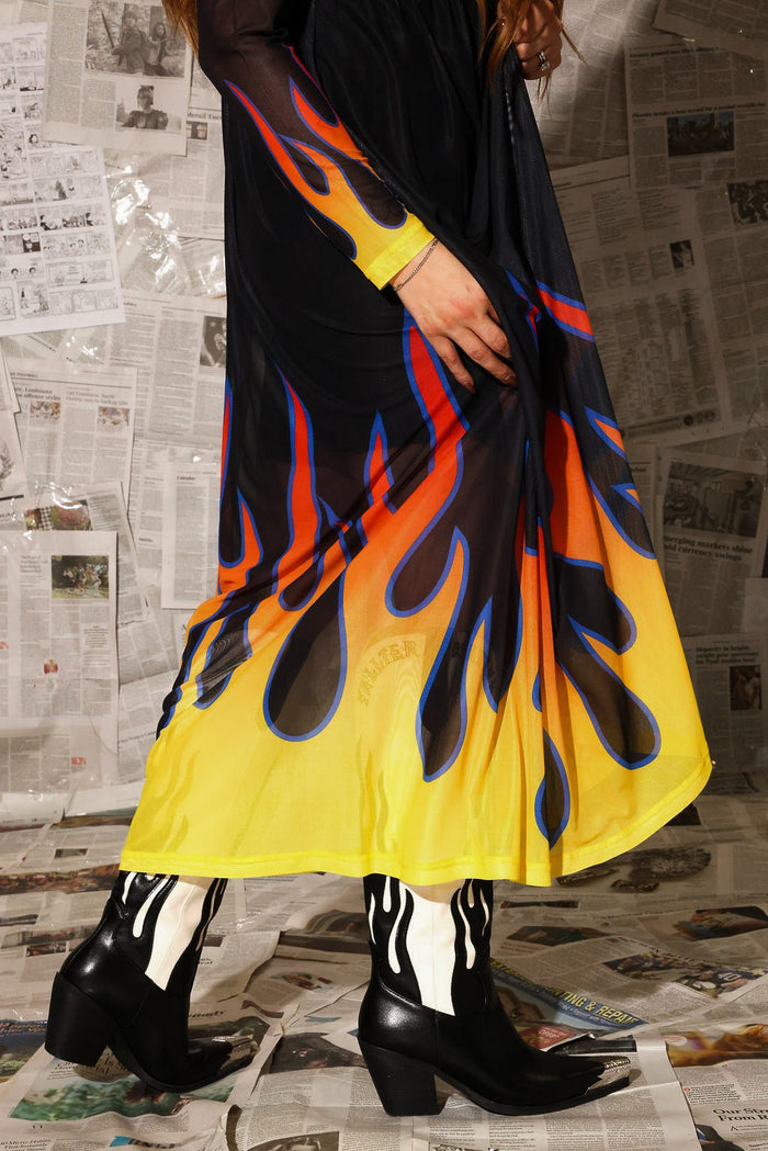 Heatwave Flame Mesh Dress