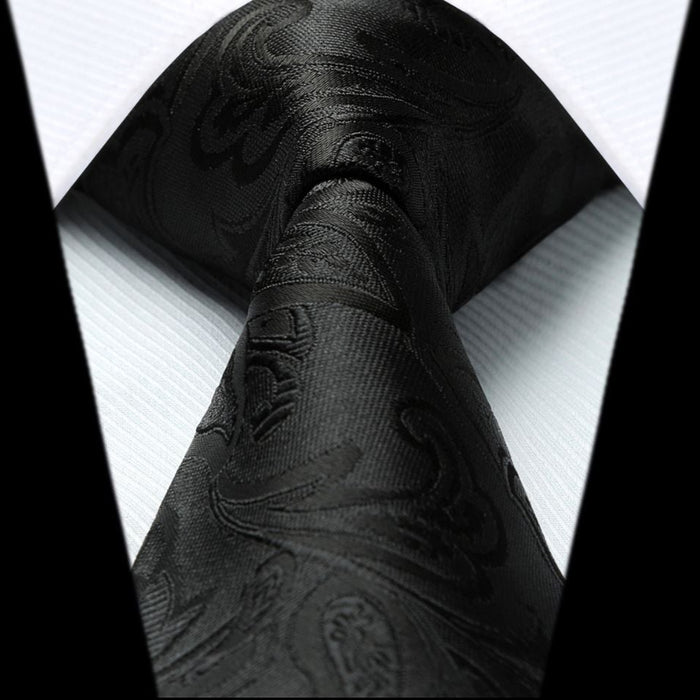 Floral 3.4 inch Tie Handkerchief Set - 10-BLACK