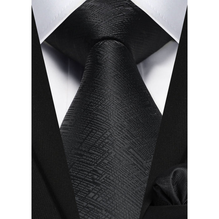 Houndstooth Tie Handkerchief Set - E-01 BLACK