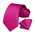 Solid Tie Handkerchief Set - A1-HOT PINK