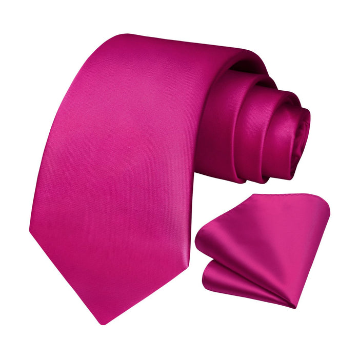 Solid Tie Handkerchief Set - A1-HOT PINK