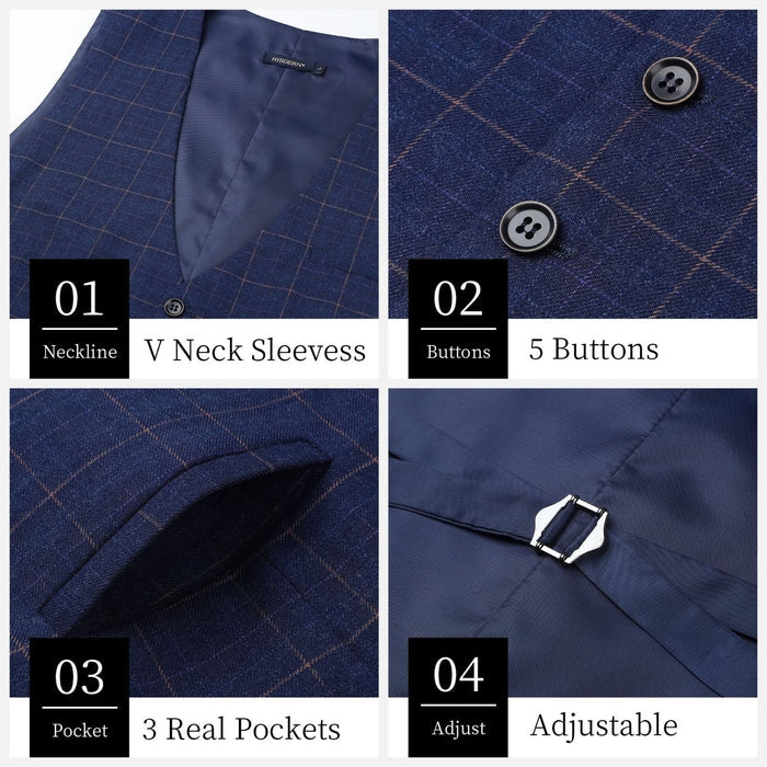 Plaid Slim Vest - A-BLUE