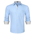 Casual Formal Shirt with Pocket - F-BLUE/WHITE