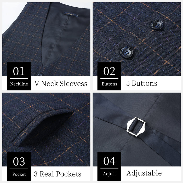 Plaid Slim Vest - B-CHARCOAL