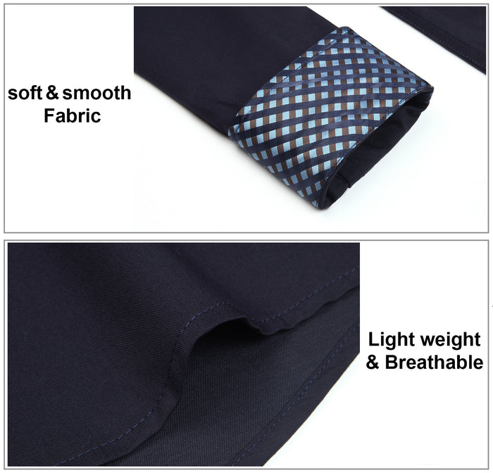 Casual Formal Shirt with Pocket - NAVY BLUE/BLUE