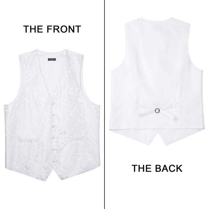 Paisley Floral 3pc Suit Vest Set - D-WHITE PAISLEY