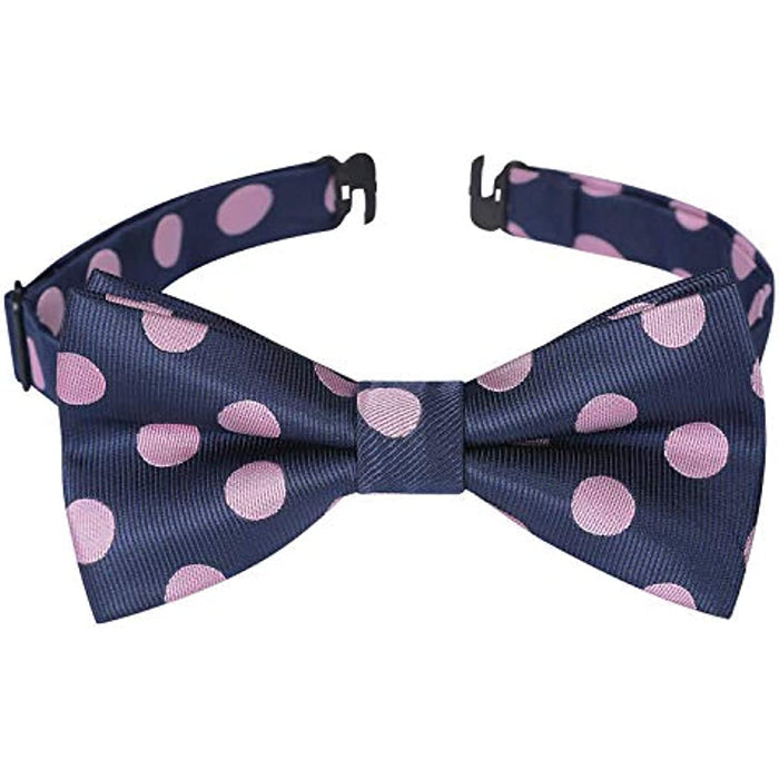Polka Dot Pre-Tied Bow Tie for Boy - NAVY BLUE/PINK