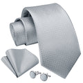 Stripe Tie Handkerchief Cufflinks - A03-SILVER