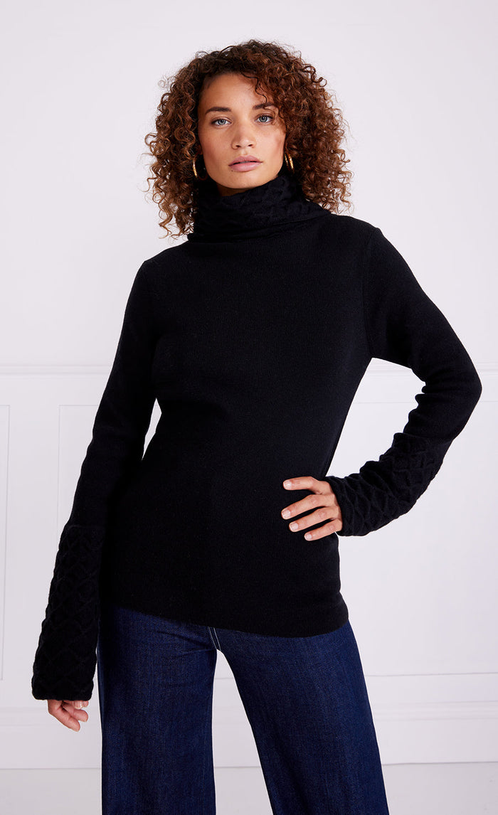 Honeycomb Knit Jumper - Black