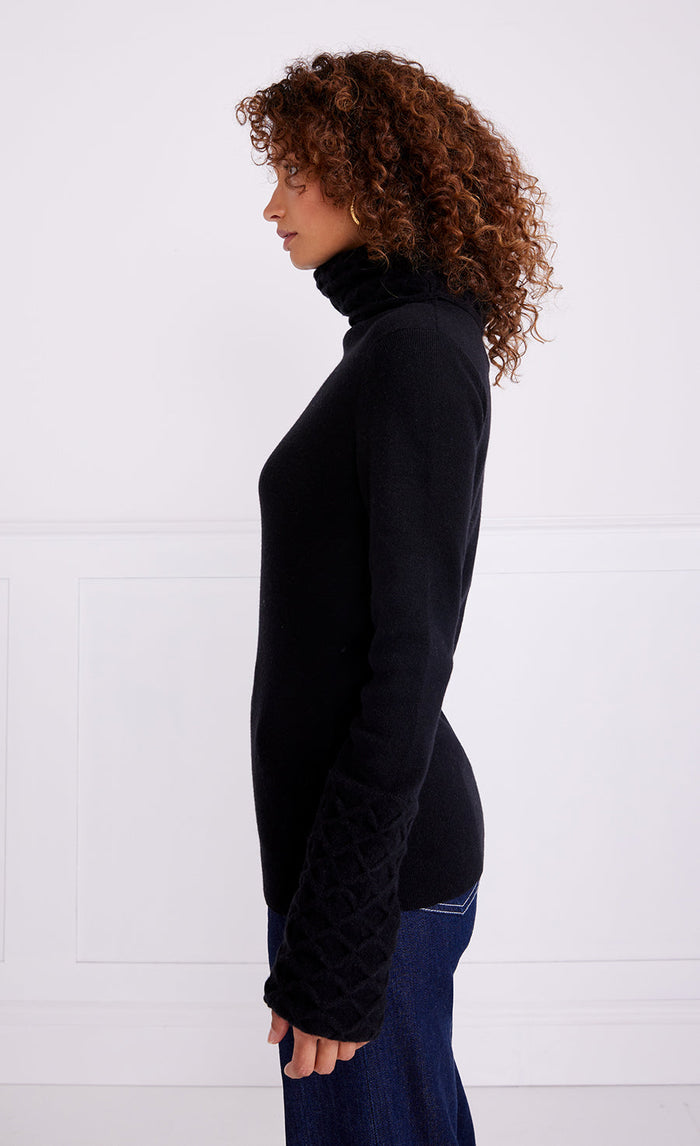 Honeycomb Knit Jumper - Black