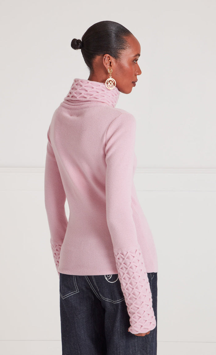 Honeycomb Knit Jumper - Pale Rose