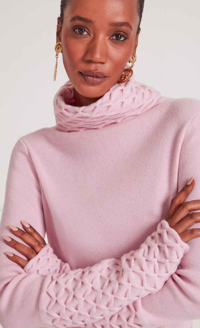 Honeycomb Knit Jumper - Pale Rose