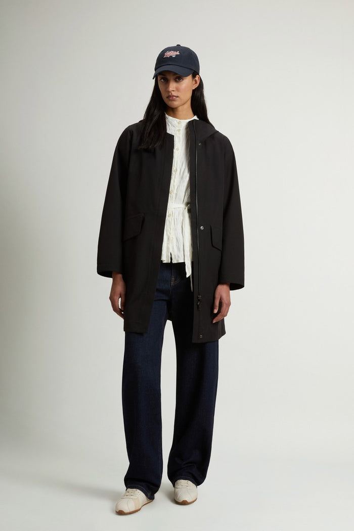 Hooded Raincoat With Refined Pockets