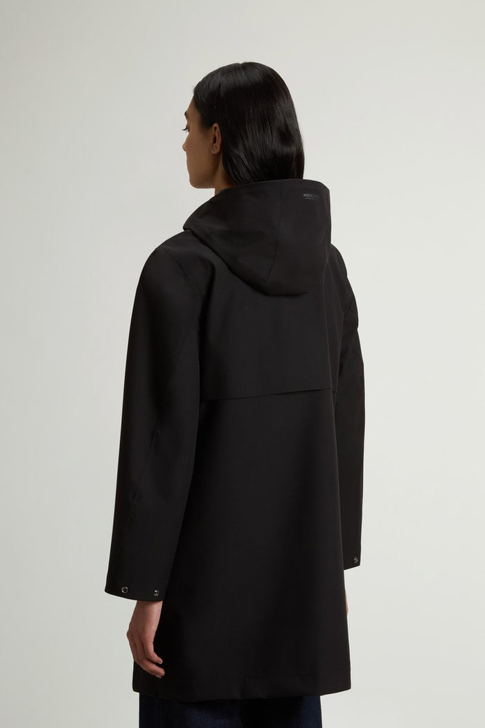 Hooded Raincoat With Refined Pockets