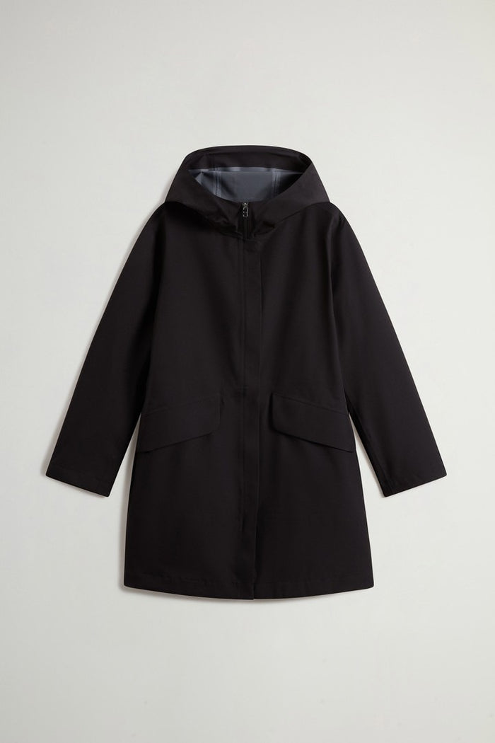 Hooded Raincoat With Refined Pockets