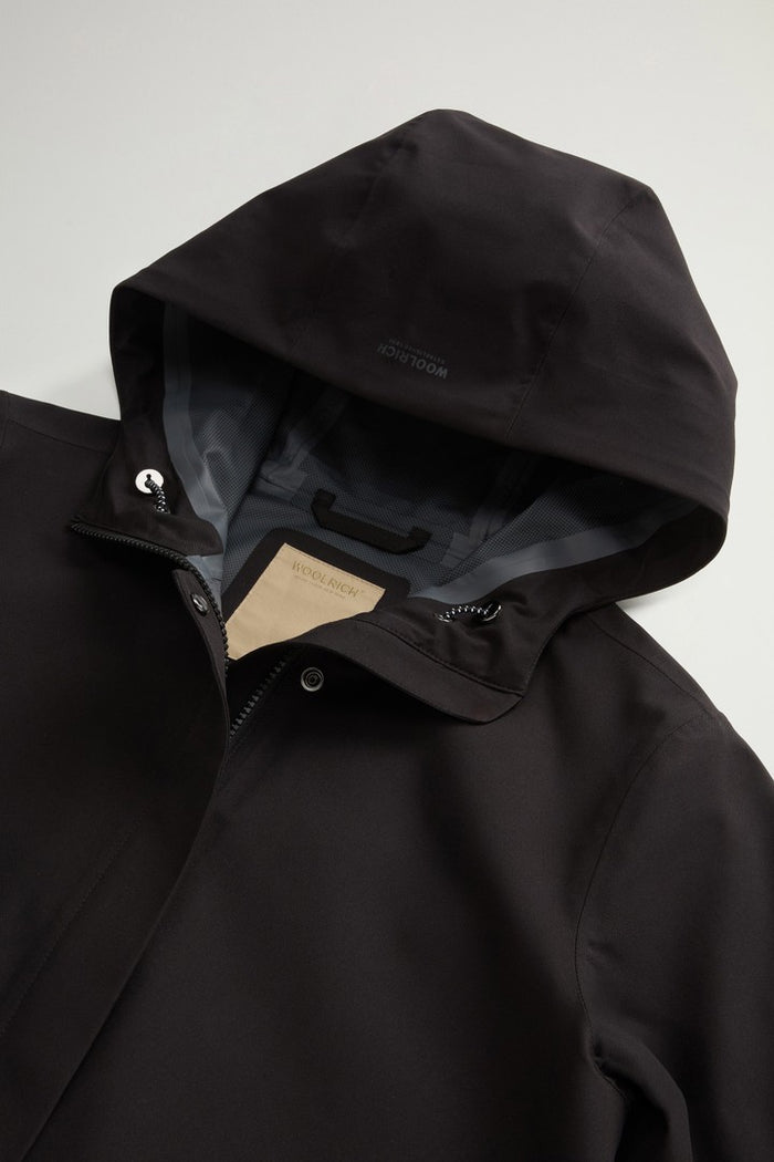 Hooded Raincoat With Refined Pockets