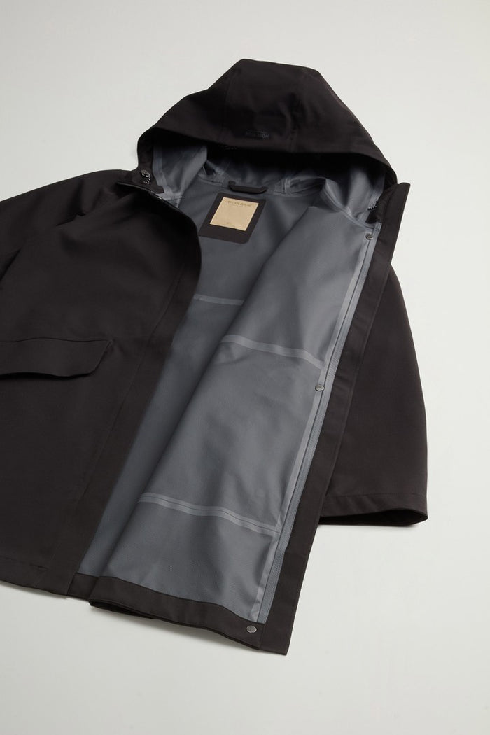 Hooded Raincoat With Refined Pockets