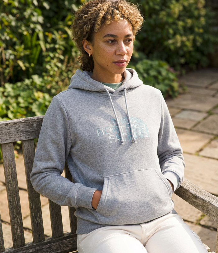 The North Face Women's Evolution Regenerative Ink Half Dome Hoodie | 2 Piece Hood With Drawcord, Kangaroo Hand Pocket — Pale Grey Heather / Large — view 2