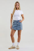 Iris Seam Detail Denim Miniskirt - Light Blue