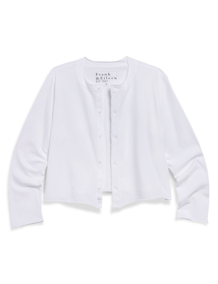 White shirt with 'Frank & Eileen' label on a black background