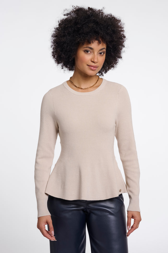 Jelilah Peplum Pullover Birch