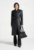 Leather Asymmetric Belted Coat