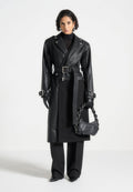 Leather Biker Trench Coat