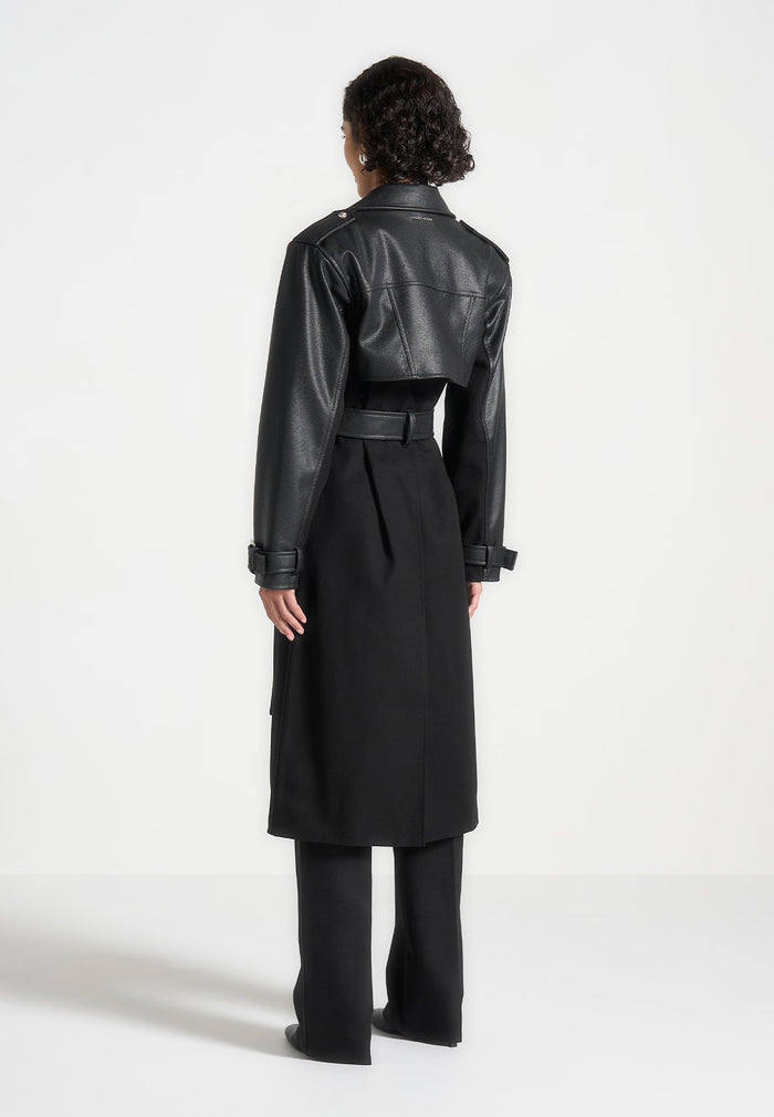 Leather Biker Trench Coat