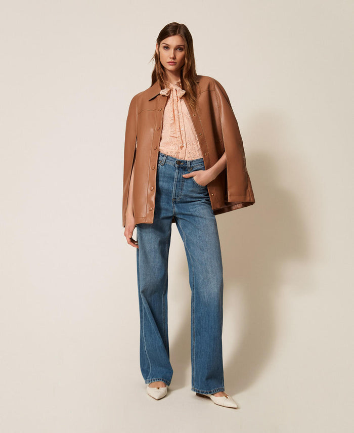 Leather Effected Cape-Style Jacket