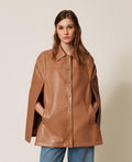 Leather Effected Cape-Style Jacket