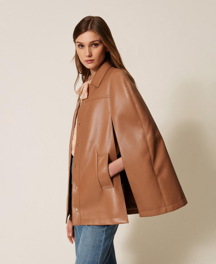 Leather Effected Cape-Style Jacket